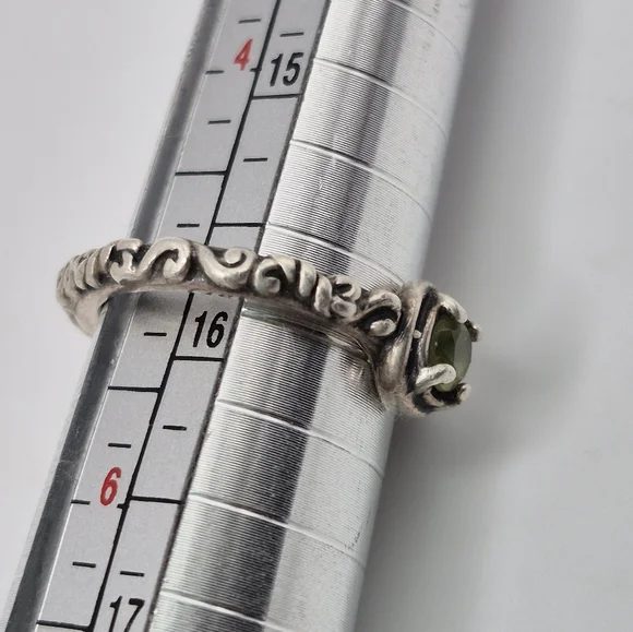 Carolyn POLLACK FANTASTIC PRICE 2 Rings Peridot Sterling & Sterling Stackable. - Picture 9 of 11